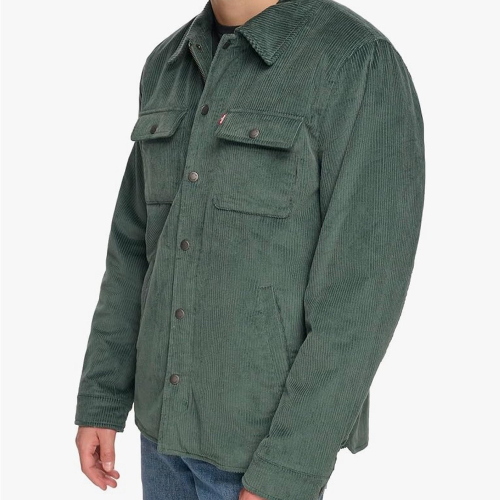Levi's Dark Green Corduroy Button Down Shirt NWOT